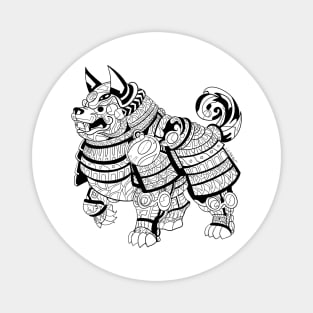 showdown the samurai dog in kawaii pet armor design from japan in tribal art ecopop Magnet